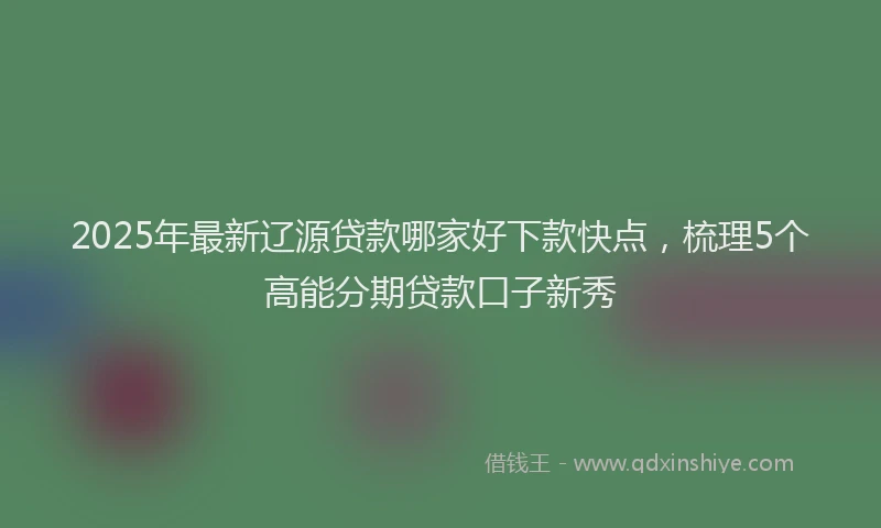2025年最新辽源贷款哪家好下款快点，梳理5个高能分期贷款口子新秀