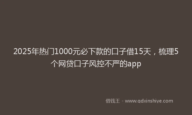 2025年热门1000元必下款的口子借15天，梳理5个网贷口子风控不严的app