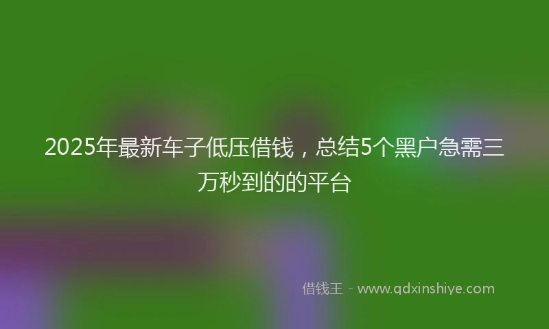 2025年最新车子低压借钱，总结5个黑户急需三万秒到的的平台