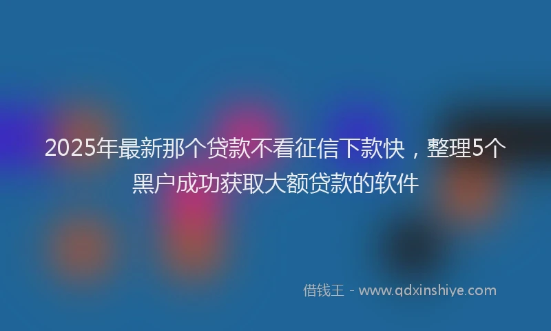 2025年最新那个贷款不看征信下款快，整理5个黑户成功获取大额贷款的软件