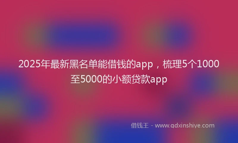 2025年最新黑名单能借钱的app，梳理5个1000至5000的小额贷款app