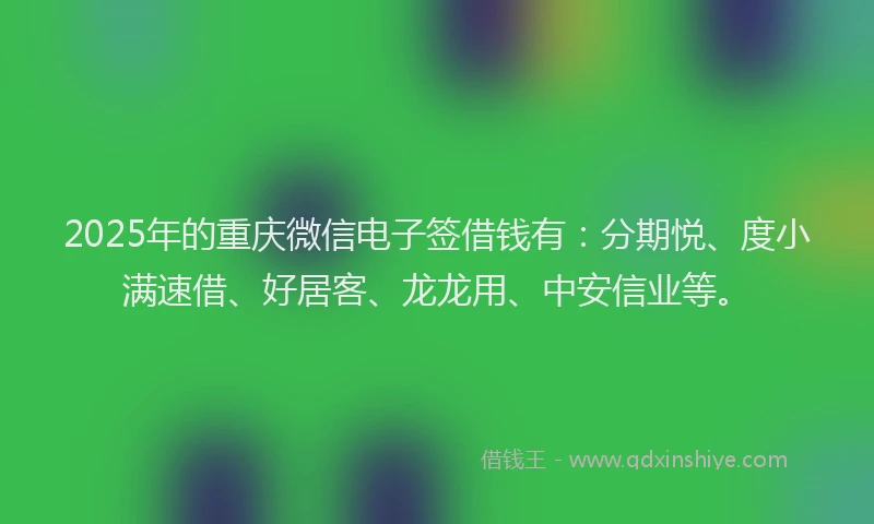 2025年的重庆微信电子签借钱有：分期悦、度小满速借、好居客、龙龙用、中安信业等。