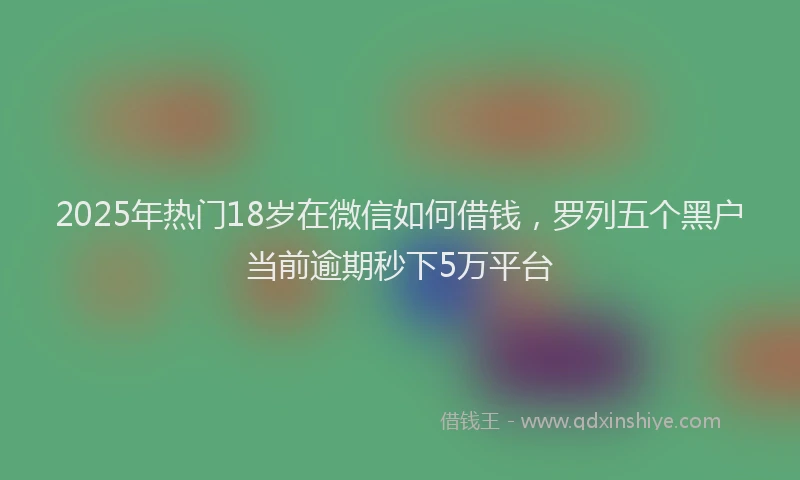 2025年热门18岁在微信如何借钱，罗列五个黑户当前逾期秒下5万平台