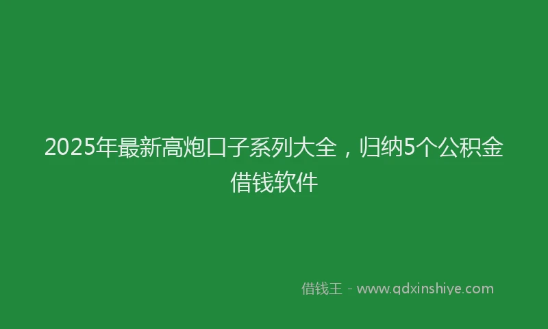 2025年最新高炮口子系列大全，归纳5个公积金借钱软件