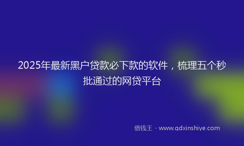 2025年最新黑户贷款必下款的软件，梳理五个秒批通过的网贷平台