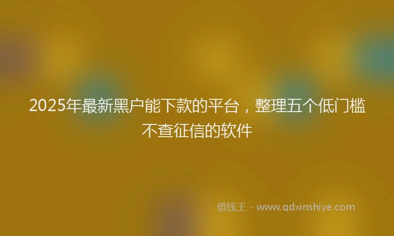 2025年最新黑户能下款的平台，整理五个低门槛不查征信的软件