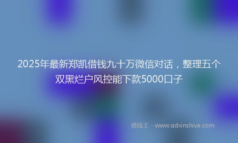 2025年最新郑凯借钱九十万微信对话，整理五个双黑烂户风控能下款5000口子