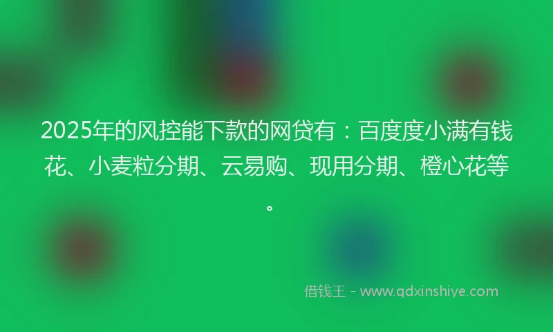 2025年的风控能下款的网贷有：百度度小满有钱花、小麦粒分期、云易购、现用分期、橙心花等。