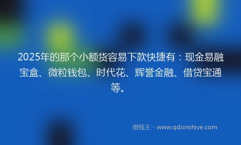 2025年的那个小额货容易下款快捷有：现金易融宝盒、微粒钱包、时代花、辉誉金融、借贷宝通等。