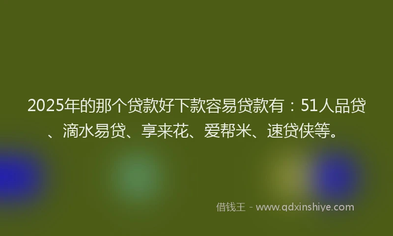 2025年的那个贷款好下款容易贷款有：51人品贷、滴水易贷、享来花、爱帮米、速贷侠等。