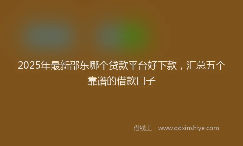 2025年最新邵东哪个贷款平台好下款，汇总五个靠谱的借款口子
