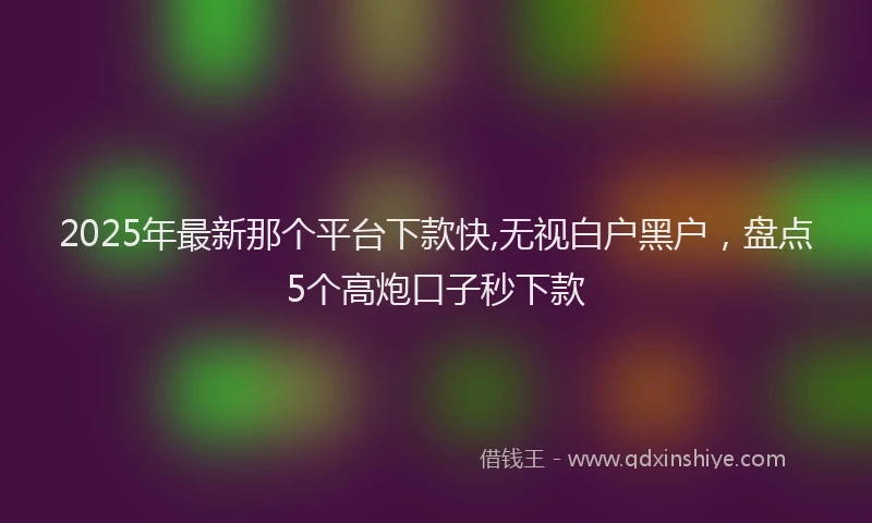2025年最新那个平台下款快,无视白户黑户，盘点5个高炮口子秒下款