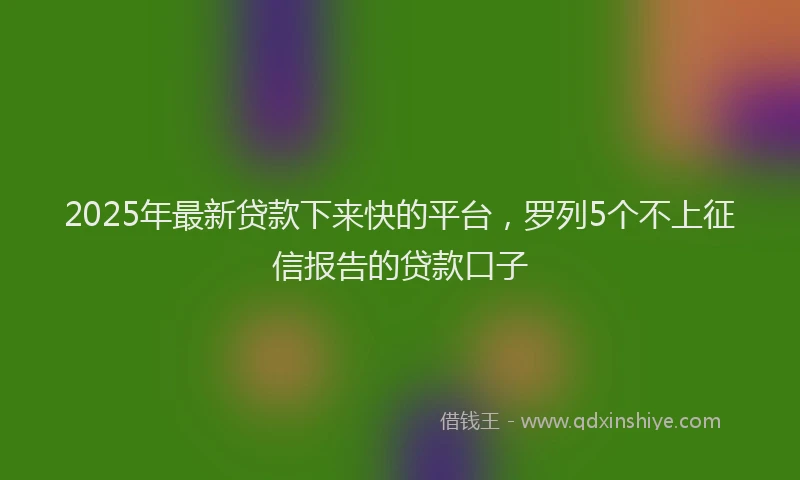 2025年最新贷款下来快的平台，罗列5个不上征信报告的贷款口子