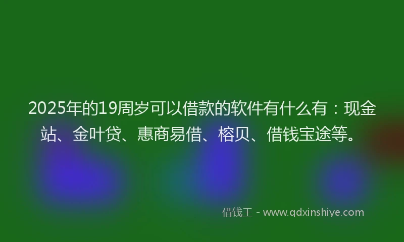 2025年的19周岁可以借款的软件有什么有：现金站、金叶贷、惠商易借、榕贝、借钱宝途等。