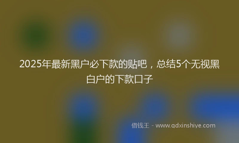 2025年最新黑户必下款的贴吧，总结5个无视黑白户的下款口子