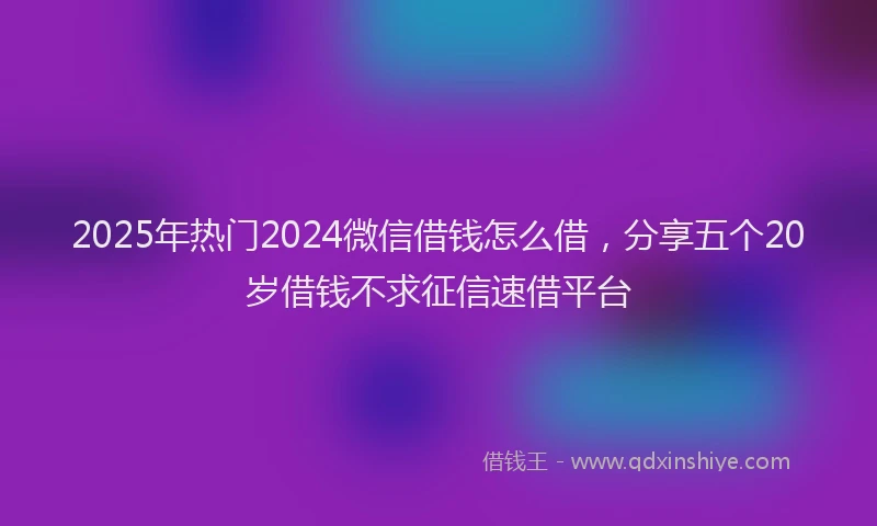 2025年热门2024微信借钱怎么借，分享五个20岁借钱不求征信速借平台