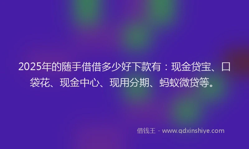 2025年的随手借借多少好下款有：现金贷宝、口袋花、现金中心、现用分期、蚂蚁微贷等。