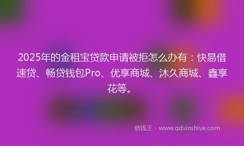 2025年的金租宝贷款申请被拒怎么办有：快易借速贷、畅贷钱包Pro、优享商城、沐久商城、鑫享花等。
