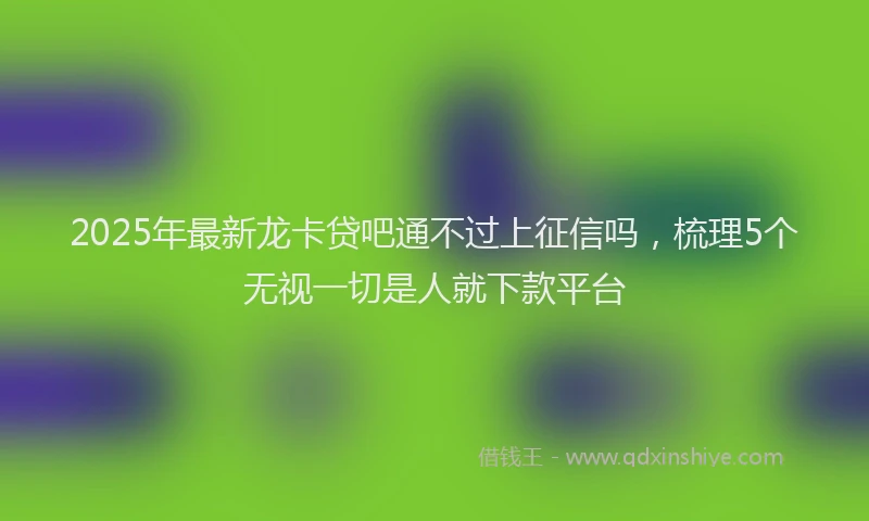 2025年最新龙卡贷吧通不过上征信吗，梳理5个无视一切是人就下款平台