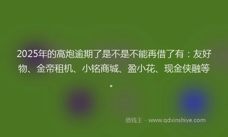 2025年的高炮逾期了是不是不能再借了有：友好物、金帝租机、小铭商城、盈小花、现金侠融等。