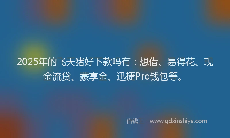 2025年的飞天猪好下款吗有：想借、易得花、现金流贷、蒙享金、迅捷Pro钱包等。