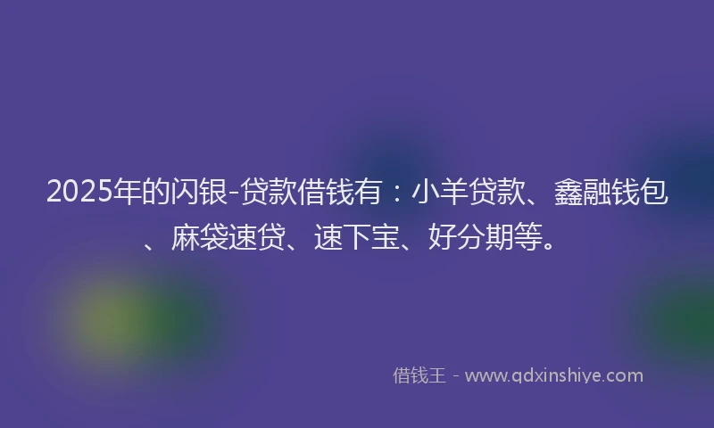 2025年的闪银-贷款借钱有：小羊贷款、鑫融钱包、麻袋速贷、速下宝、好分期等。