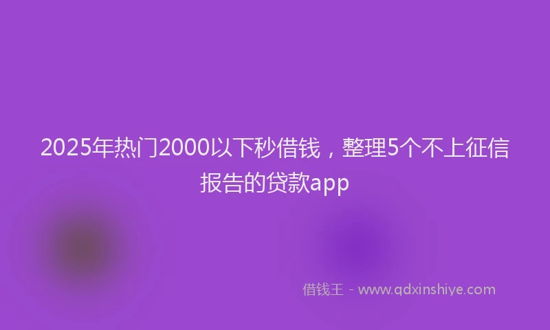 2025年热门2000以下秒借钱，整理5个不上征信报告的贷款app