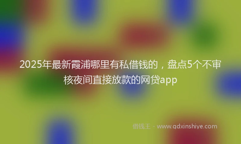 2025年最新霞浦哪里有私借钱的，盘点5个不审核夜间直接放款的网贷app