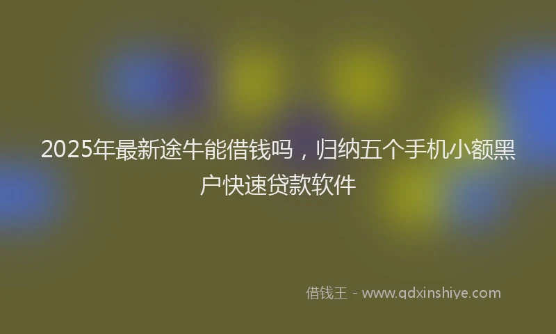 2025年最新途牛能借钱吗，归纳五个手机小额黑户快速贷款软件