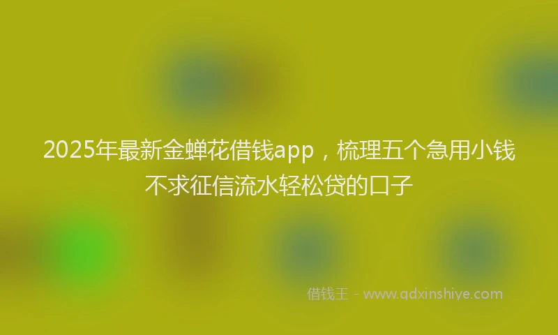 2025年最新金蝉花借钱app，梳理五个急用小钱不求征信流水轻松贷的口子