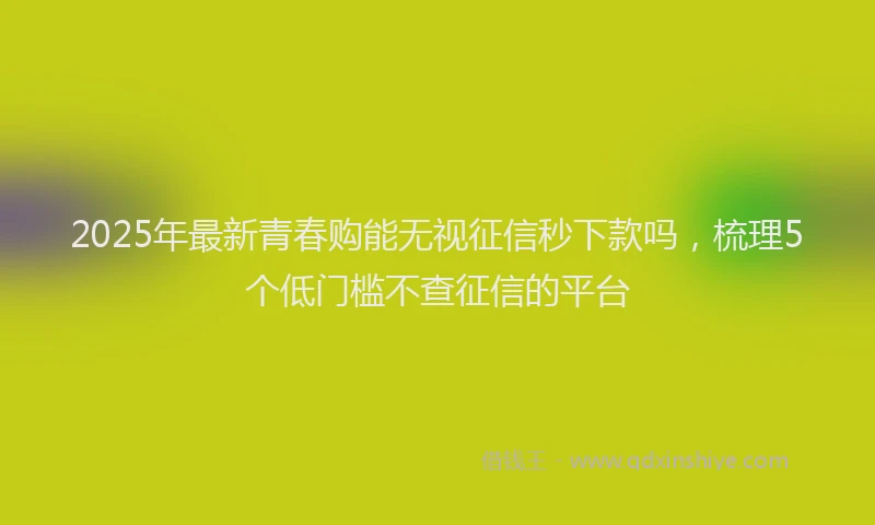 2025年最新青春购能无视征信秒下款吗，梳理5个低门槛不查征信的平台