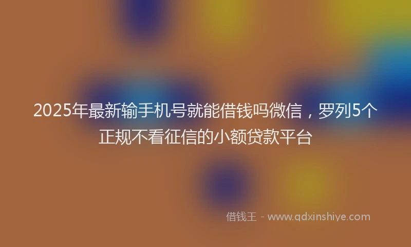 2025年最新输手机号就能借钱吗微信，罗列5个正规不看征信的小额贷款平台