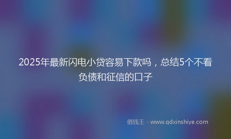 2025年最新闪电小贷容易下款吗，总结5个不看负债和征信的口子