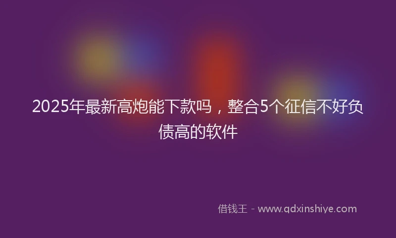 2025年最新高炮能下款吗，整合5个征信不好负债高的软件