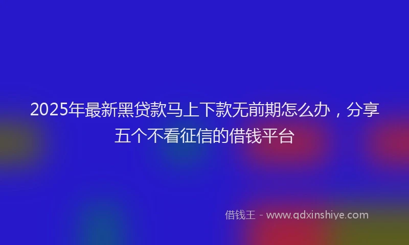 2025年最新黑贷款马上下款无前期怎么办，分享五个不看征信的借钱平台