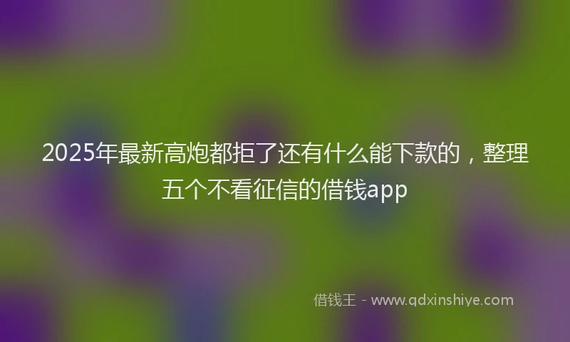 2025年最新高炮都拒了还有什么能下款的，整理五个不看征信的借钱app