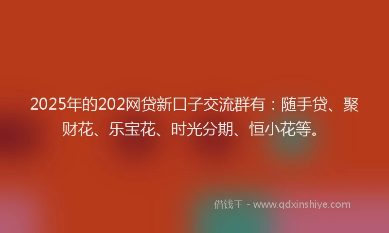 2025年的202网贷新口子交流群有：随手贷、聚财花、乐宝花、时光分期、恒小花等。