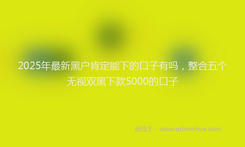2025年最新黑户肯定能下的口子有吗，整合五个无视双黑下款5000的口子