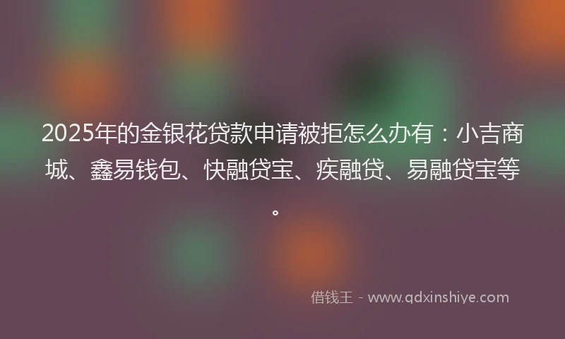 2025年的金银花贷款申请被拒怎么办有：小吉商城、鑫易钱包、快融贷宝、疾融贷、易融贷宝等。
