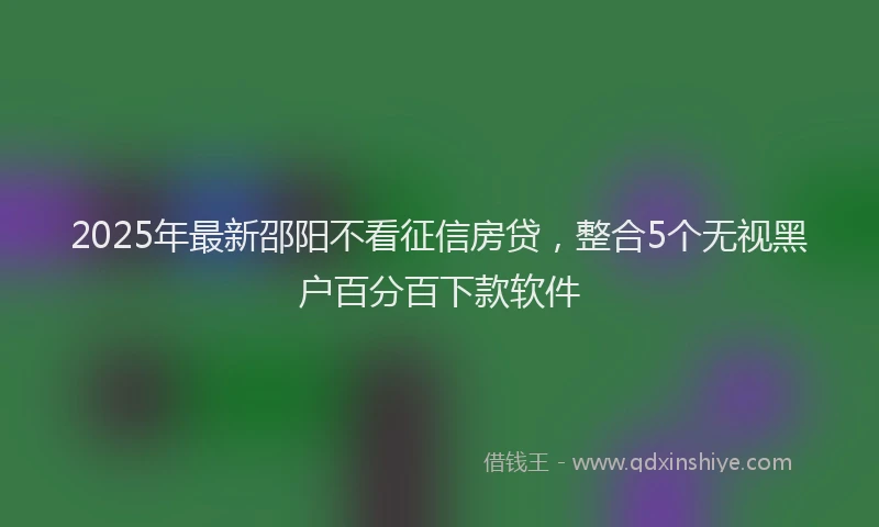 2025年最新邵阳不看征信房贷，整合5个无视黑户百分百下款软件
