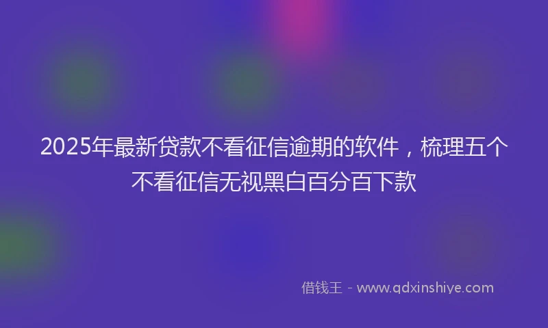 2025年最新贷款不看征信逾期的软件，梳理五个不看征信无视黑白百分百下款