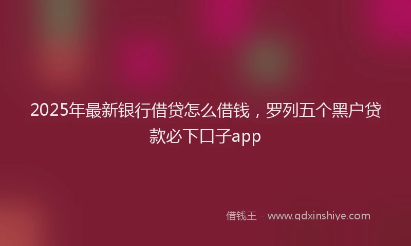 2025年最新银行借贷怎么借钱，罗列五个黑户贷款必下口子app