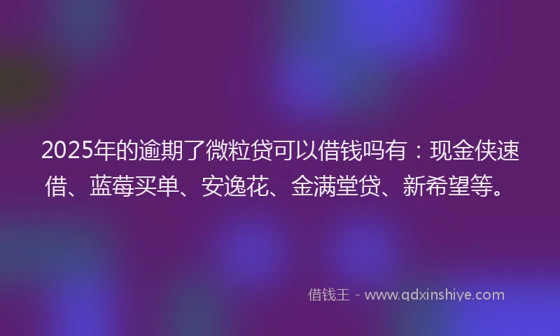 2025年的逾期了微粒贷可以借钱吗有：现金侠速借、蓝莓买单、安逸花、金满堂贷、新希望等。