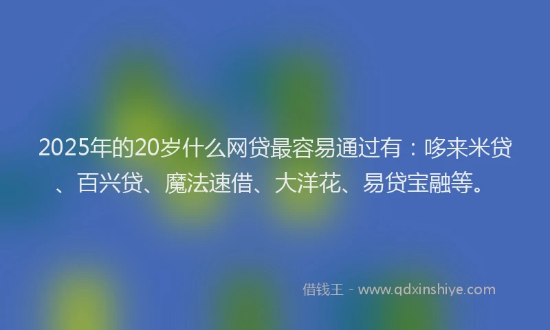 2025年的20岁什么网贷最容易通过有：哆来米贷、百兴贷、魔法速借、大洋花、易贷宝融等。