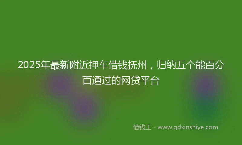 2025年最新附近押车借钱抚州，归纳五个能百分百通过的网贷平台