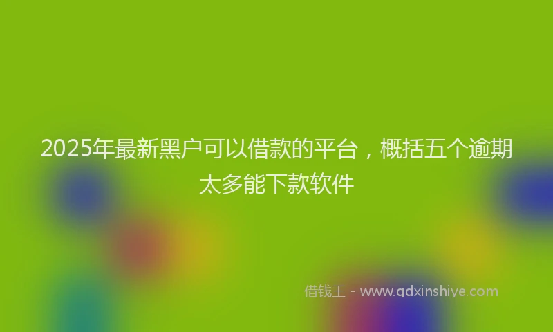 2025年最新黑户可以借款的平台，概括五个逾期太多能下款软件