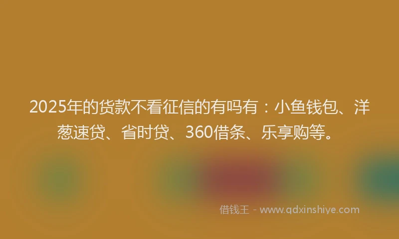 2025年的货款不看征信的有吗有：小鱼钱包、洋葱速贷、省时贷、360借条、乐享购等。
