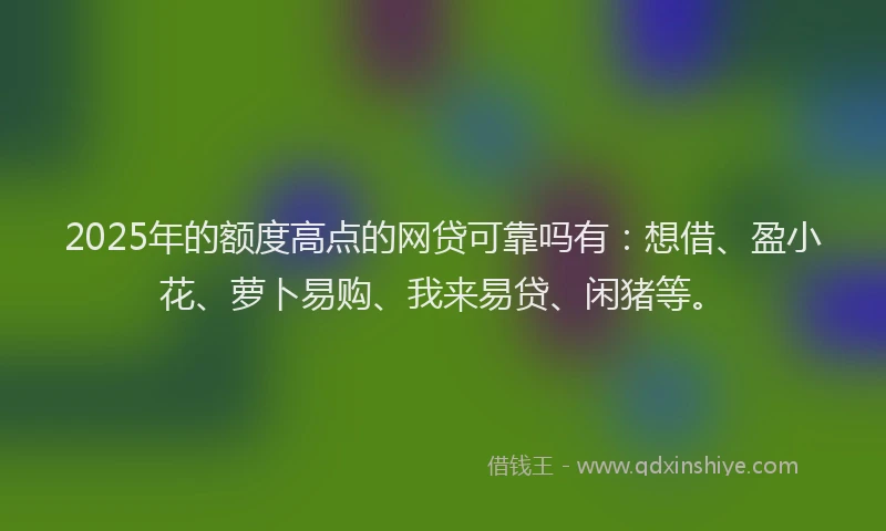 2025年的额度高点的网贷可靠吗有：想借、盈小花、萝卜易购、我来易贷、闲猪等。