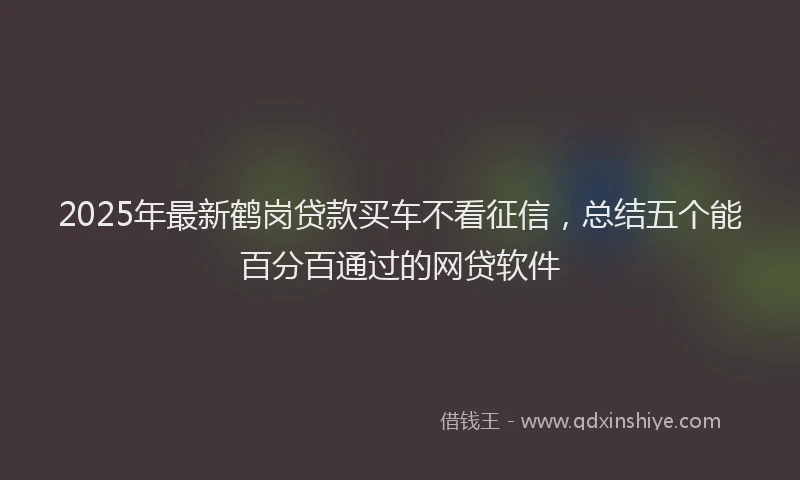 2025年最新鹤岗贷款买车不看征信，总结五个能百分百通过的网贷软件