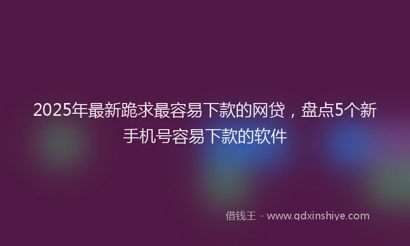 2025年最新跪求最容易下款的网贷，盘点5个新手机号容易下款的软件